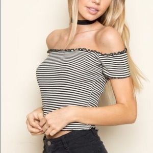 Brandy Melville ribbed off-shoulder top